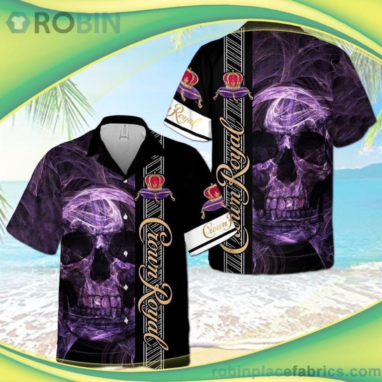 Crown Royal Skull Short Sleeve Button Down Hawaiian Shirt