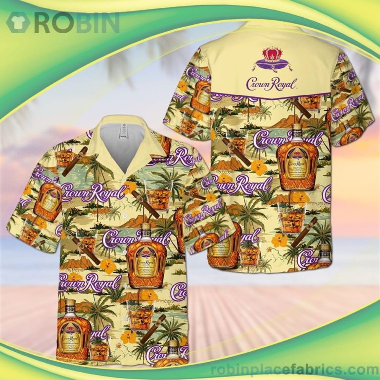 Crown Royal Whiskey Short Sleeve Button Down Hawaiian Shirt