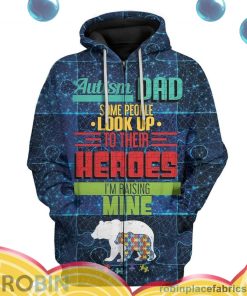 daddy bear autism all over print aop shirt zip hoodie LNPJd