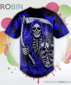 Dark Blue Fatal Shears Grim Reaper Skull Baseball Jersey RB6283 Dark Blue Fatal Shears Grim Reaper Skull Baseball Jersey RB6283