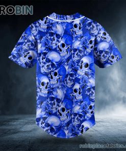 Dark Blue Flame Pile Skull Custom Baseball Jersey Dark Blue Flame Pile Skull Custom Baseball Jersey