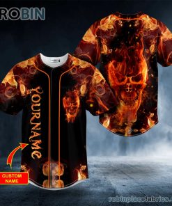 dark fire skull custom baseball jersey 158 w80mt