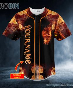 Dark Fire Skull Custom Baseball Jersey Dark Fire Skull Custom Baseball Jersey
