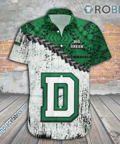 Dartmouth Big Green Casual Button Down Hawaiian Shirt Grunge Polynesian Tattoo – NCAA