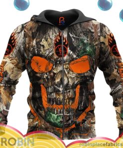 deer hunter skull all over print aop shirt zip hoodie B28bT