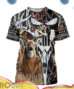 deer hunting all punisher skull all over print aop shirt t shirt 1Cbsk