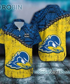 delaware blue hens casual button down hawaiian shirt grunge polynesian tattoo ncaa 153 KjeNV