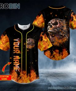 demon fire skull custom baseball jersey 157 zmkzg