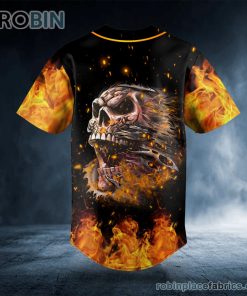 Demon Fire Skull Custom Baseball Jersey Demon Fire Skull Custom Baseball Jersey