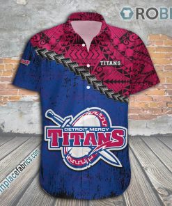 Detroit Mercy Titans Casual Button Down Hawaiian Shirt Grunge Polynesian Tattoo – NCAA
