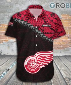 Detroit Red Wings Casual Button Down Hawaiian Shirt Grunge Polynesian Tattoo – NHL