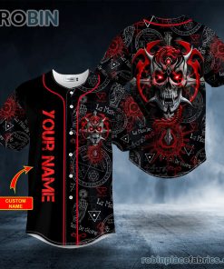 devil demon dragon skull custom baseball jersey 156 gwJ09