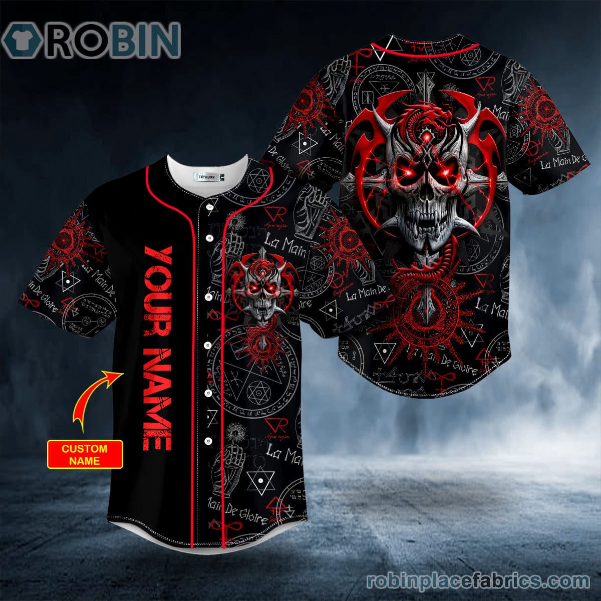 Devil Demon Dragon Skull Custom Baseball Jersey - RobinPlaceFabrics