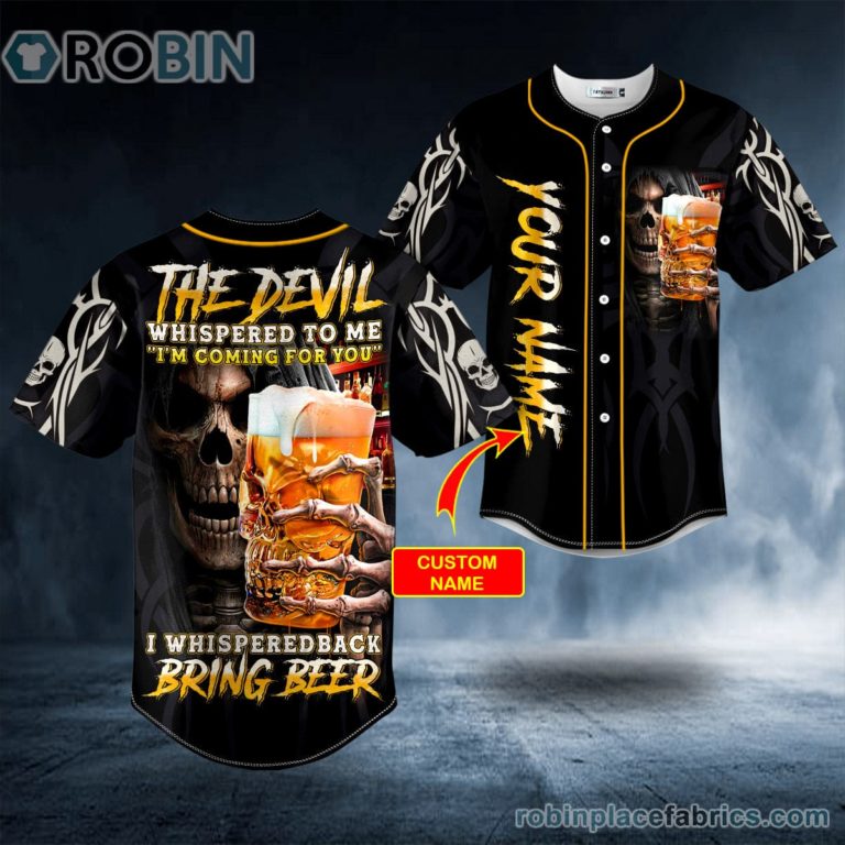 Devil Whisper Beer Grim Reaper Skull Custom Baseball Jersey