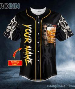 Devil Whisper Beer Grim Reaper Skull Custom Baseball Jersey Devil Whisper Beer Grim Reaper Skull Custom Baseball Jersey