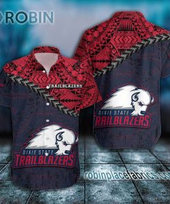 dixie state trailblazers casual button down hawaiian shirt grunge polynesian tattoo ncaa 148 X7ISX