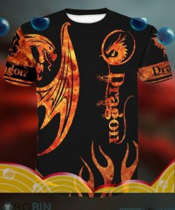 dragon orange fire all over print aop shirt t shirt UiNOX