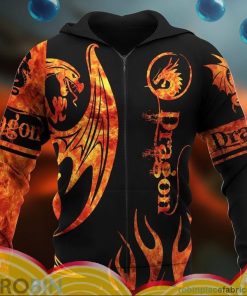 dragon orange fire all over print aop shirt zip hoodie DGSgK