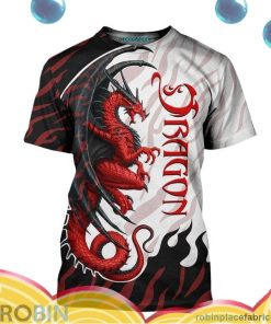 dragon red all over print aop shirt t shirt Xoe6H