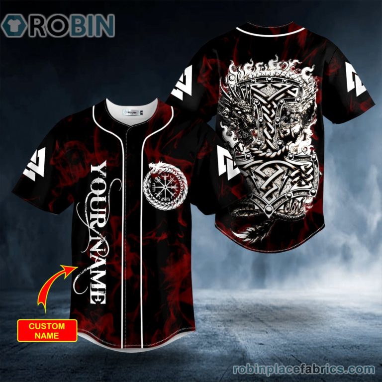 Dragon Sword Thor Hammer Viking Custom Baseball Jersey
