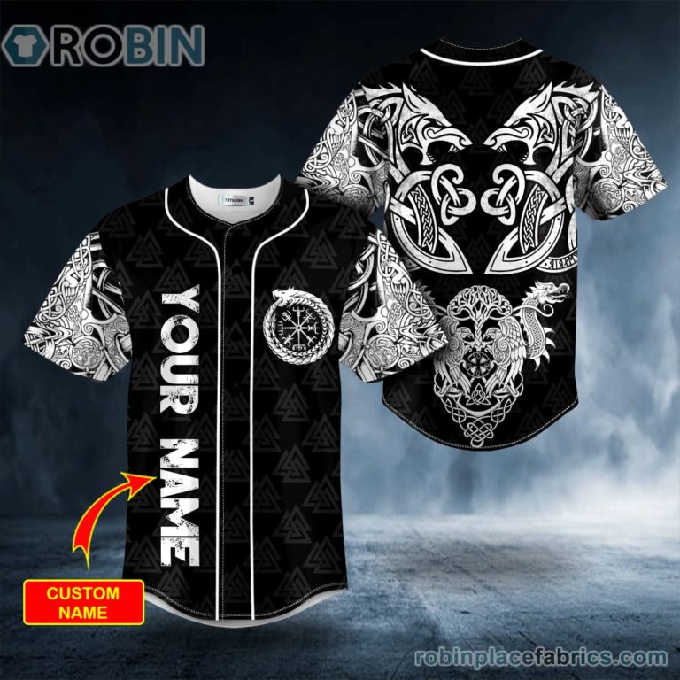Dragons Tree Viking White Tattoo Custom Baseball Jersey