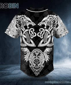 dragons tree viking white tattoo custom baseball jersey 533 VGAMR