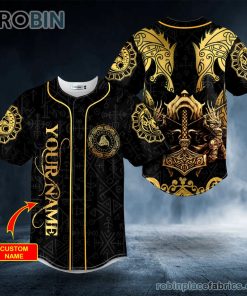 dragons warriors axe viking tattoo custom baseball jersey 147 teAyF