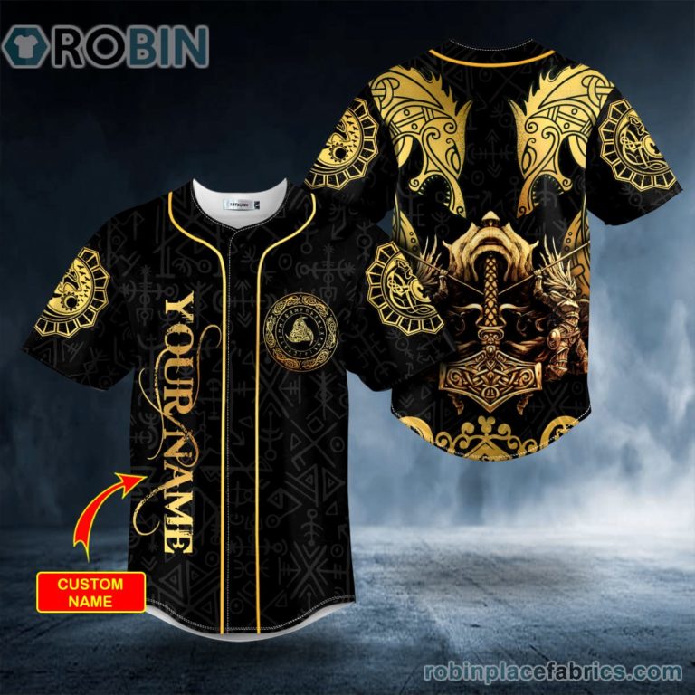 Dragons Warriors Axe Viking Tattoo Custom Baseball Jersey