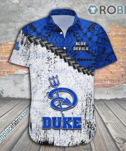 Duke Blue Devils Casual Button Down Hawaiian Shirt Grunge Polynesian Tattoo – NCAA