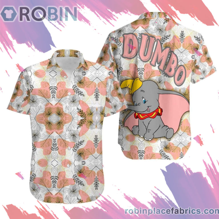Dumbo Pink Hawaiian Shirt, Casual Short Sleeve Shirt