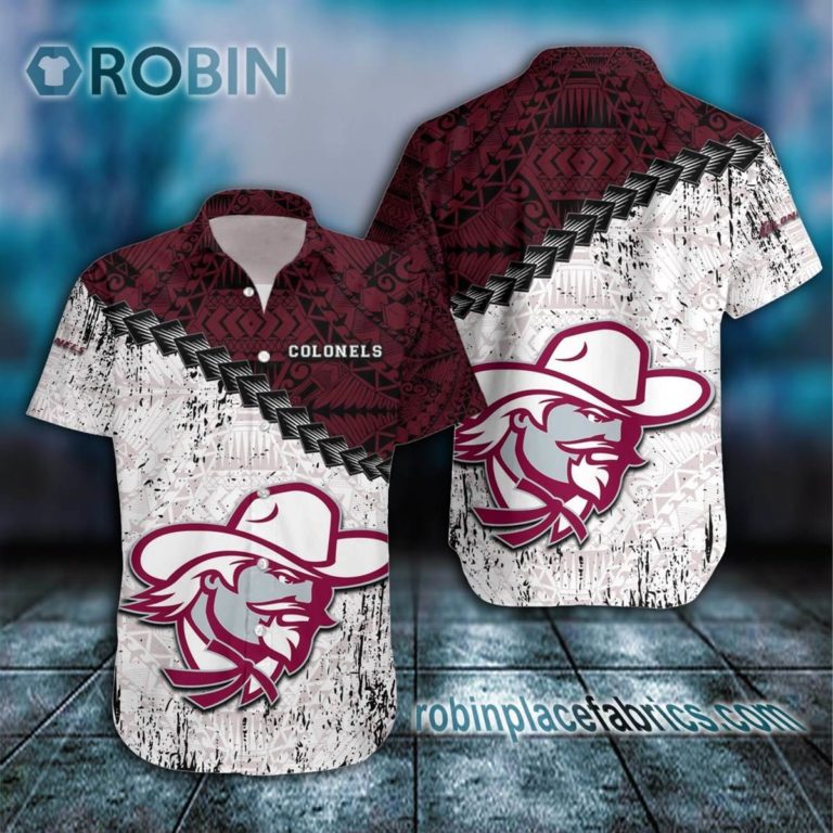 Eastern Kentucky Colonels Casual Button Down Hawaiian Shirt Grunge Polynesian Tattoo – NCAA