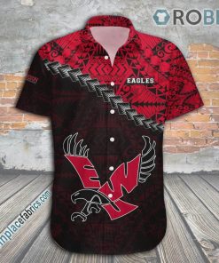 Eastern Washington Eagles Casual Button Down Hawaiian Shirt Grunge Polynesian Tattoo – NCAA