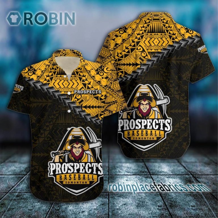 Edmonton Prospects Casual Button Down Hawaiian Shirt Grunge Polynesian Tattoo – CA BASEBALL