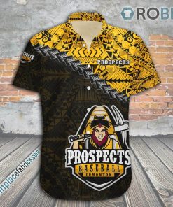 Edmonton Prospects Casual Button Down Hawaiian Shirt Grunge Polynesian Tattoo – CA BASEBALL