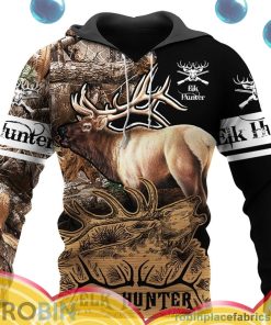 elk hunter all over print aop shirt hoodie bf7SY