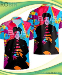 Elvis Presley Colorful Short Sleeve Button Down Hawaiian Shirt