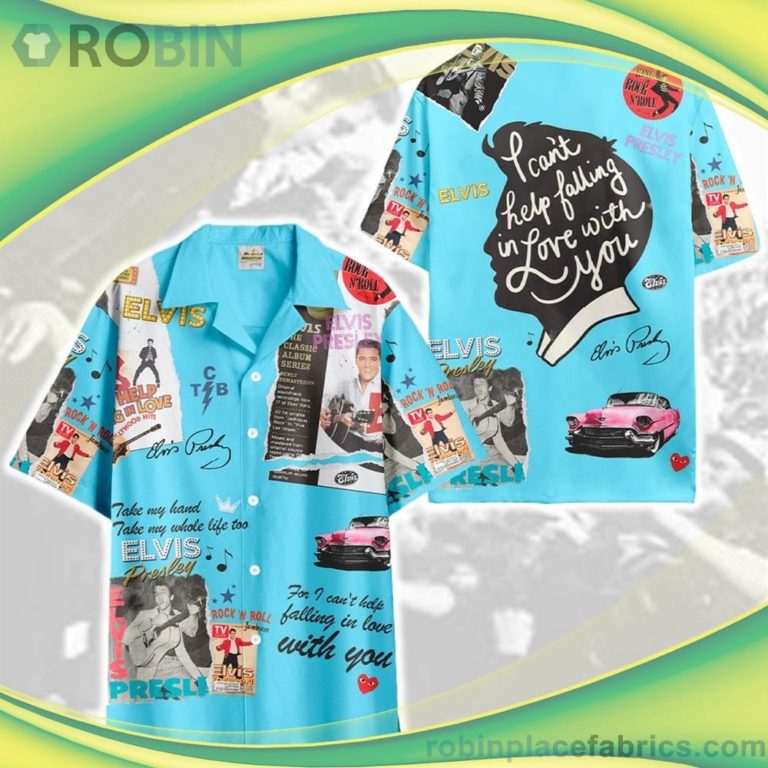 Elvis Presley King Rock N’Roll Short Sleeve Button Down Hawaiian Shirt