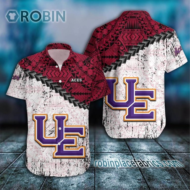 Evansville Purple Aces Casual Button Down Hawaiian Shirt Grunge Polynesian Tattoo – NCAA