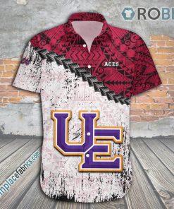 Evansville Purple Aces Casual Button Down Hawaiian Shirt Grunge Polynesian Tattoo – NCAA