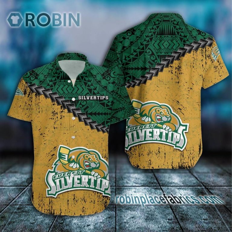 Everett Silvertips Casual Button Down Hawaiian Shirt Grunge Polynesian Tattoo – CA HOCKEY