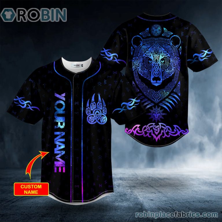 Fantasy Bear Viking Tattoo Custom Baseball Jersey
