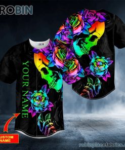 fantasy roses skull custom baseball jersey 143 GsGpV