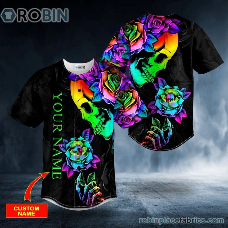Fantasy Roses Skull Custom Baseball Jersey