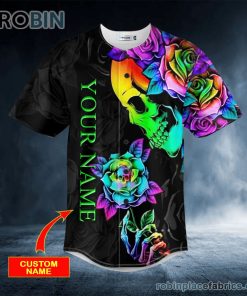 fantasy roses skull custom baseball jersey 340 P9g2Y