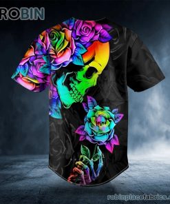 fantasy roses skull custom baseball jersey 527 XFBrD