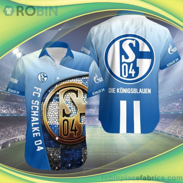 FC Schalke 04 3d Short Sleeve Button Down Hawaiian Shirt