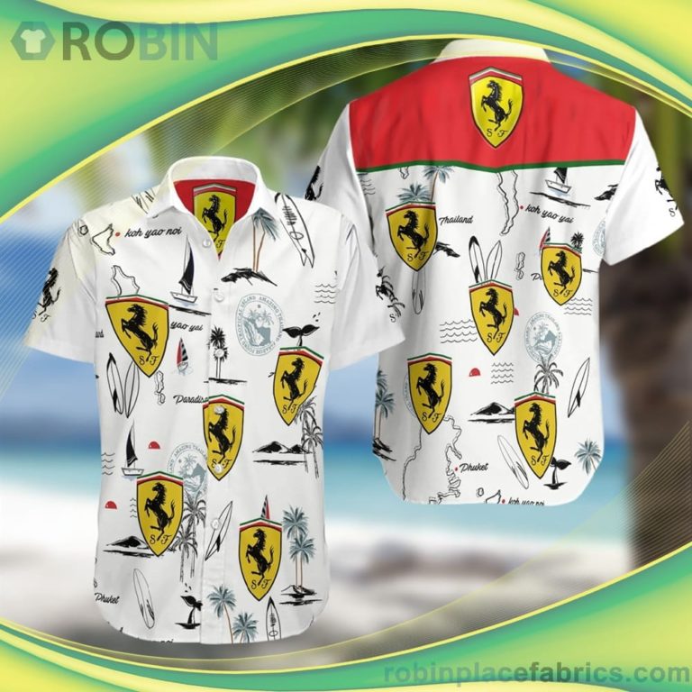 Ferrari F1 Summer Short Sleeve Button Down Hawaiian Shirt