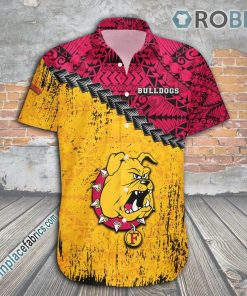 Ferris State Bulldogs Casual Button Down Hawaiian Shirt Grunge Polynesian Tattoo – NCAA