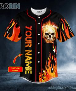fire burning skull custom baseball jersey 335 byJgt