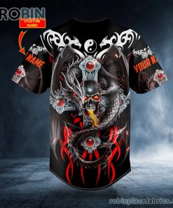 fire dragon skull custom baseball jersey 334 eqwTB